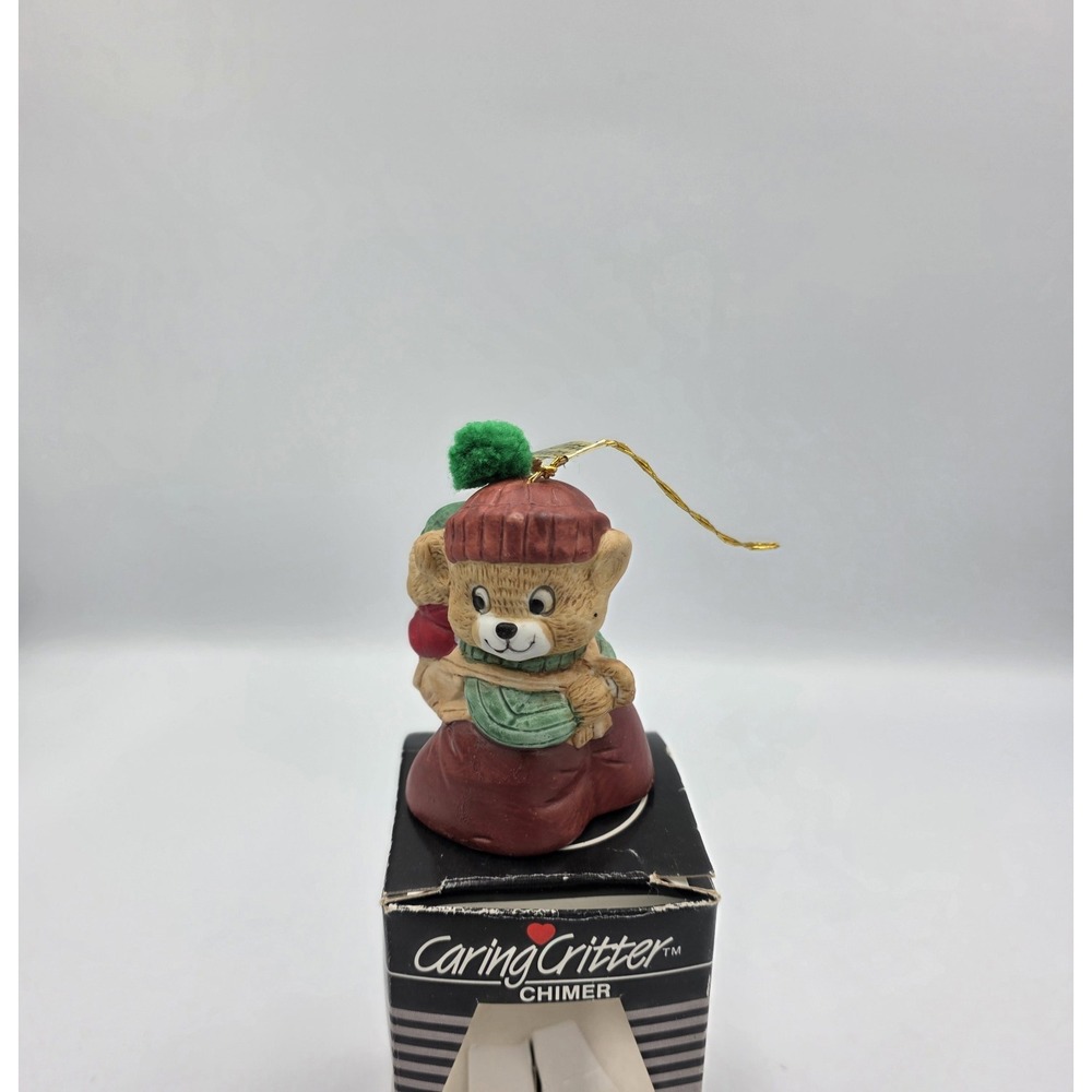 Vintage Jasco Caring Critter‎ Chimer Bell Mother Bear Carrying Baby Cub Ornament